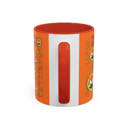 Monero (XMR) don't assume your freedoms are assured Orange Accent Mug by cypherpunkgear.com