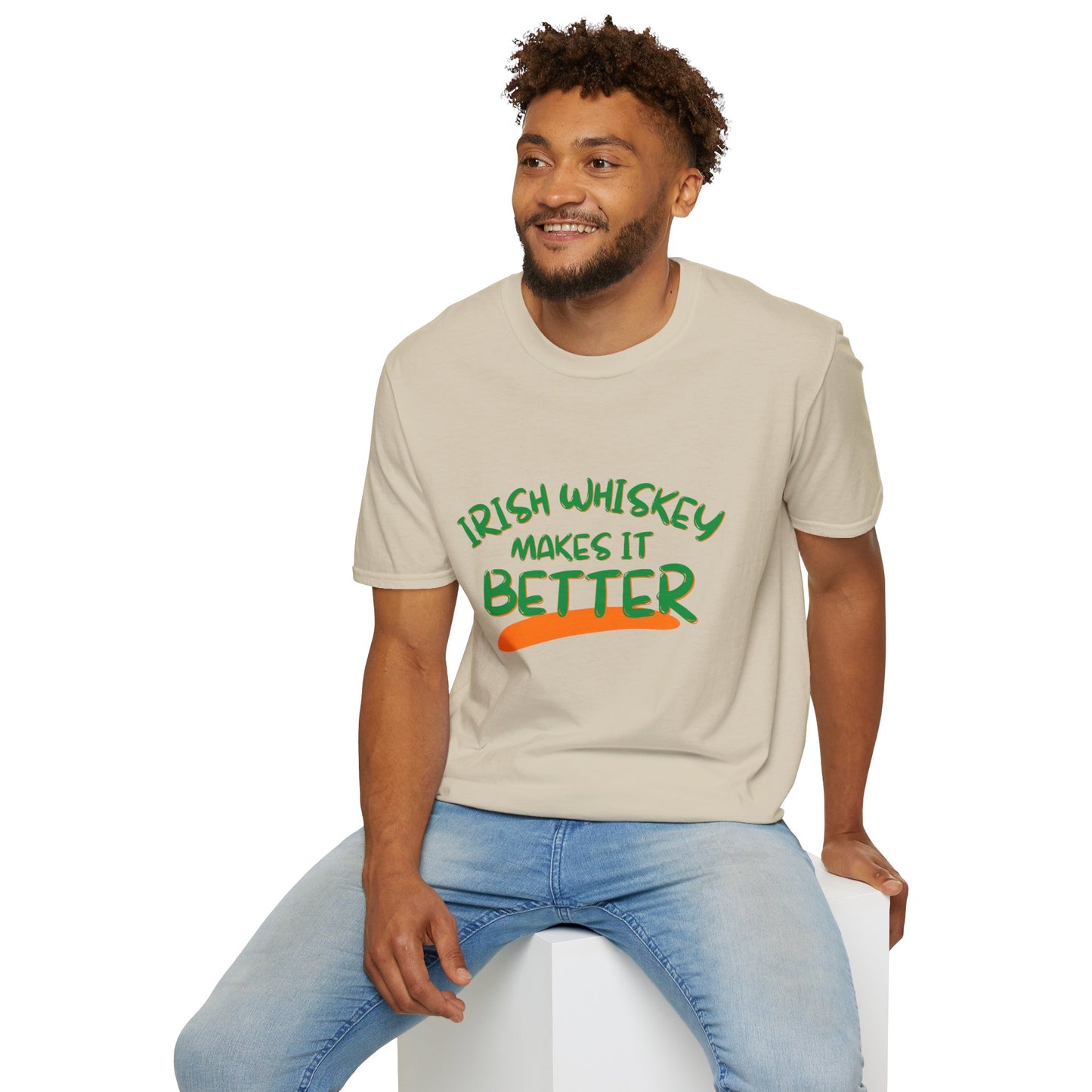 Irish Whiskey makes it better GNfont LTcolors Unisex T-Shirt by cypherpunkgear.com