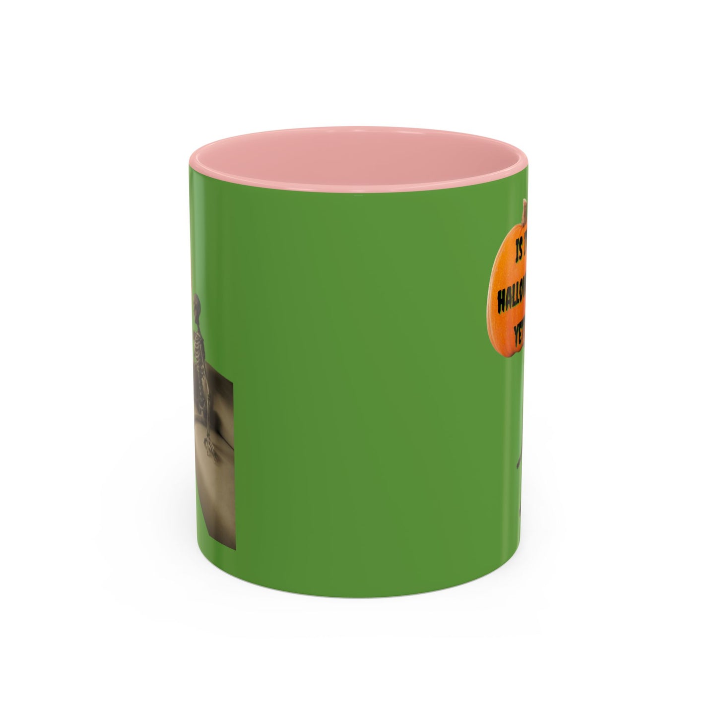 Is it Halloween yet? Skeleton's Pumpkin Accent Mug by CreepyCrafts.boo