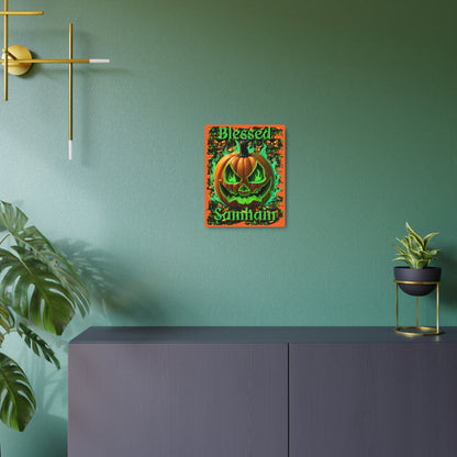 Blessed Samhain Green Jack Metal Art Sign by CreepyCrafts.boo