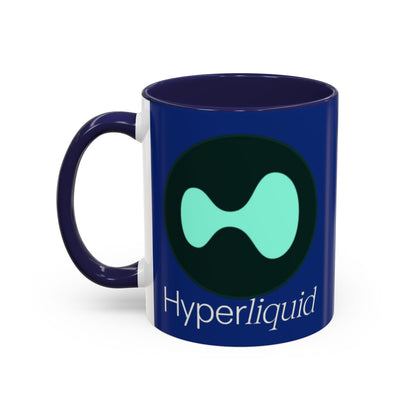 Hyperliquid White font Blue Accent Mug by cypherpunkgear.com