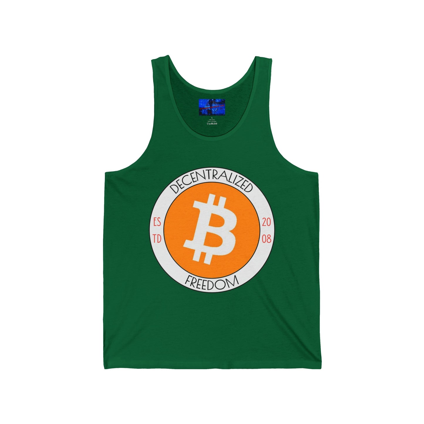 Bitcoin Decentralized Freedom Unisex Jersey Tank Top by cypherpunkgear