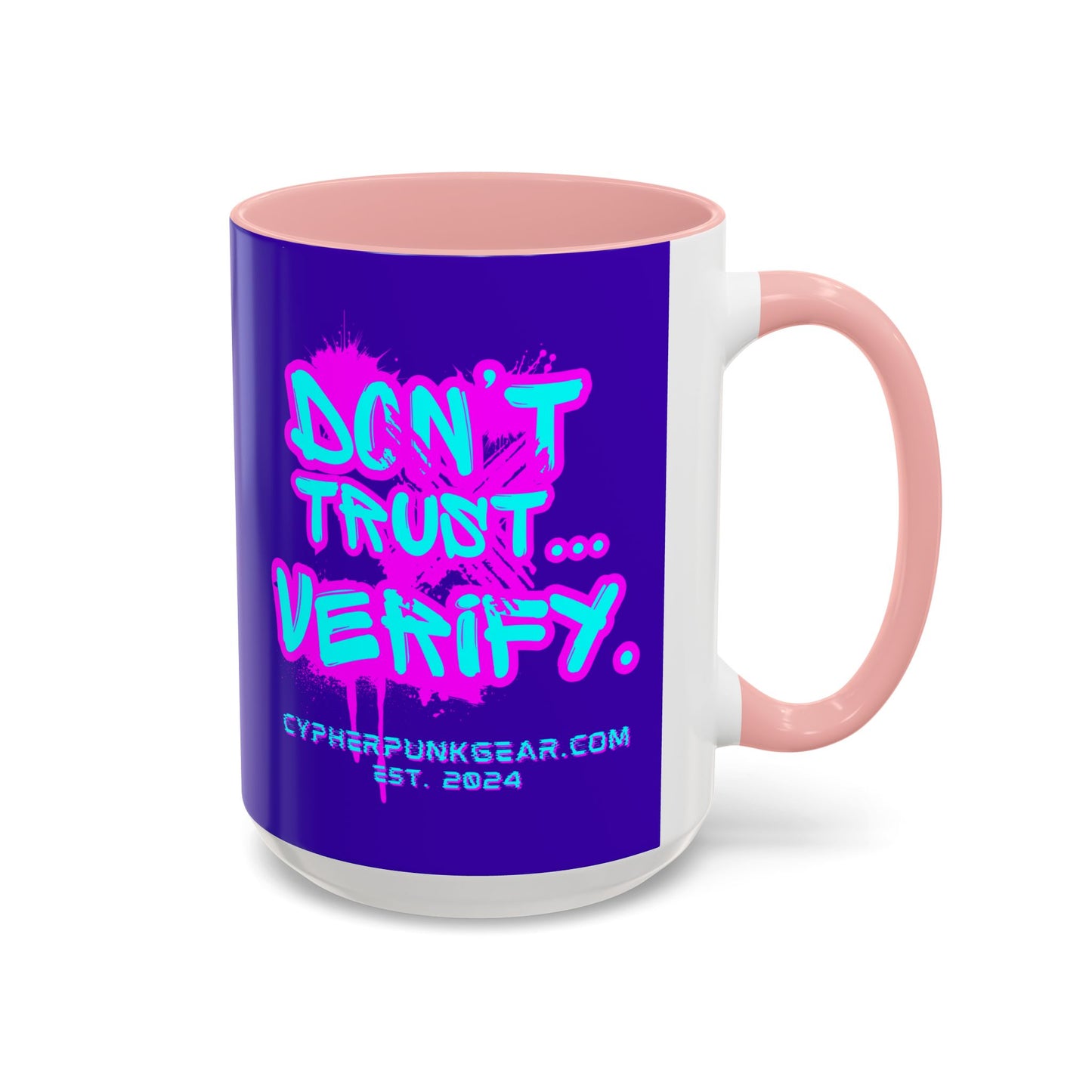 Don't Trust...Verify. Dark Purple Accent Mug by cypherpunkgear.com