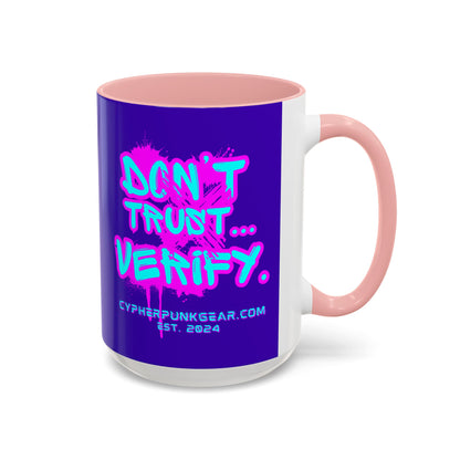 Don't Trust...Verify. Dark Purple Accent Mug by cypherpunkgear.com