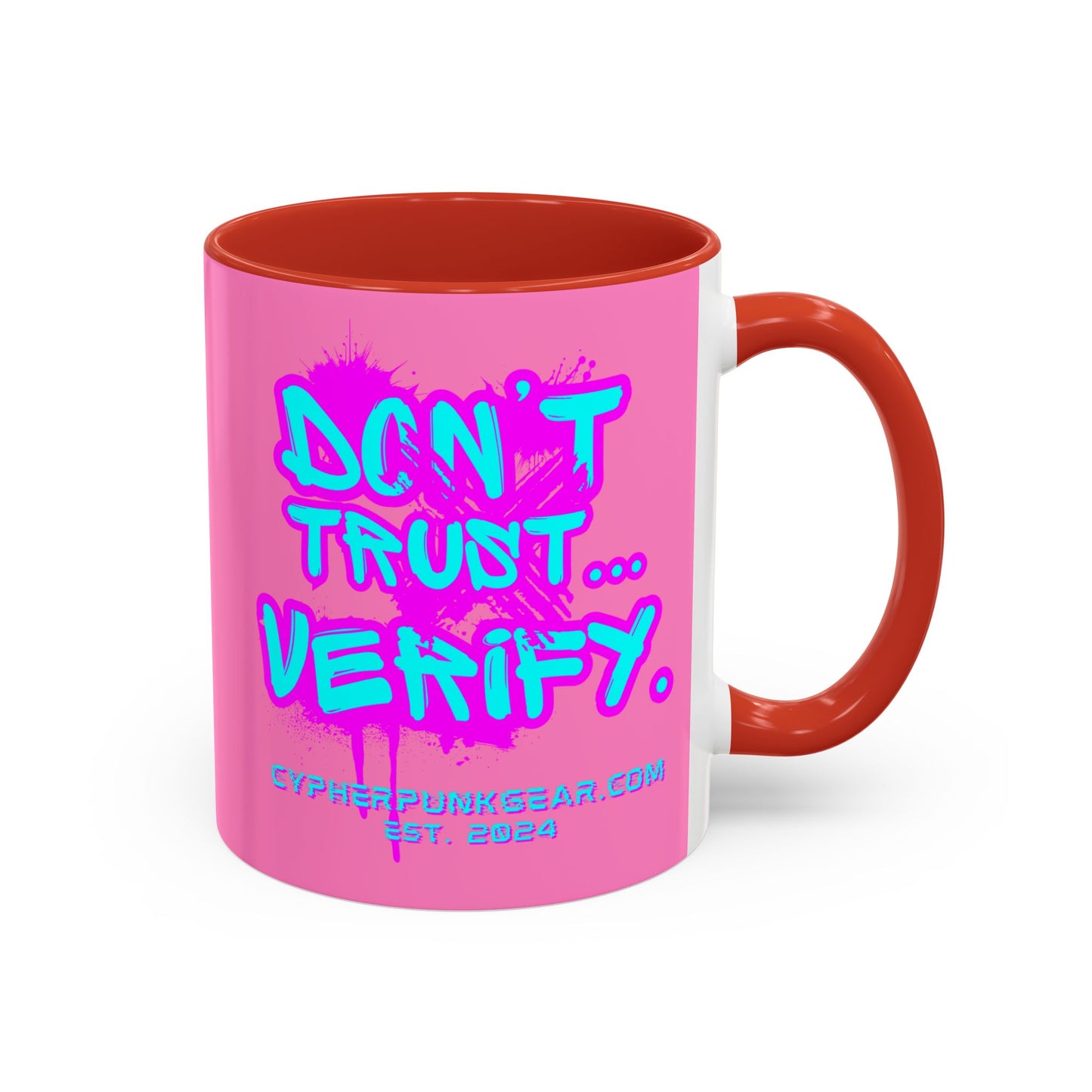 Don't Trust...Verify. Light Pink Accent Mug by cypherpunkgear.com