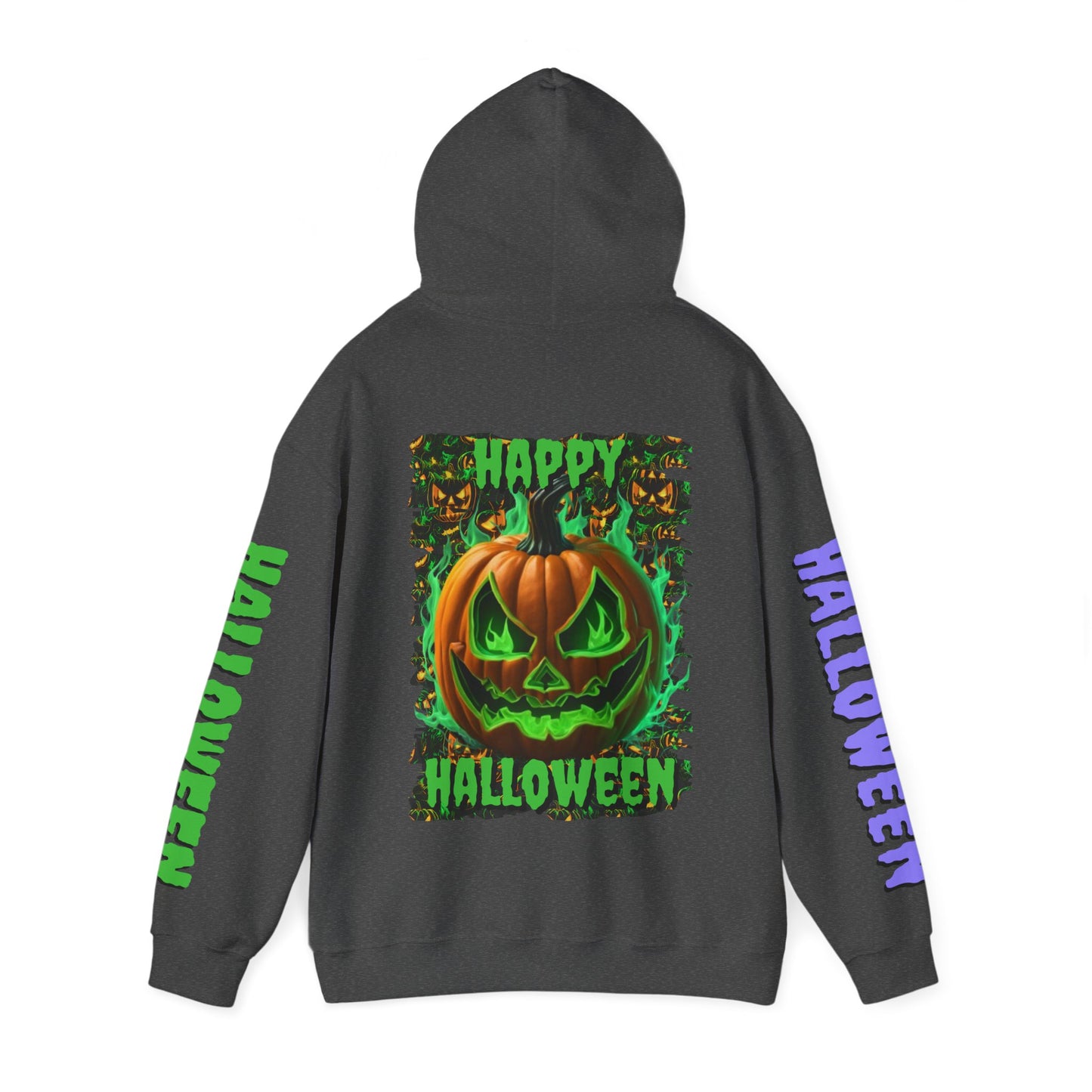 Happy Halloween Green Jack Hoodie Unisex Hooded Sweatshirt by cypherpunkgear