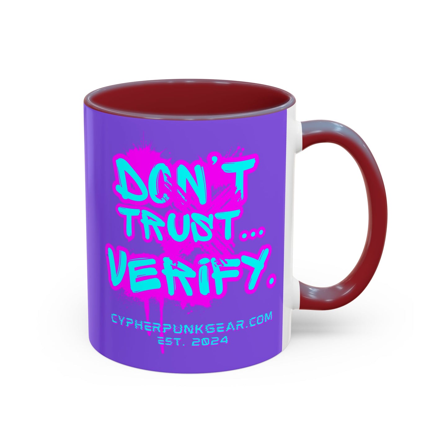 Don't Trust...Verify. Light Purple Accent Mug by cypherpunkgear.com