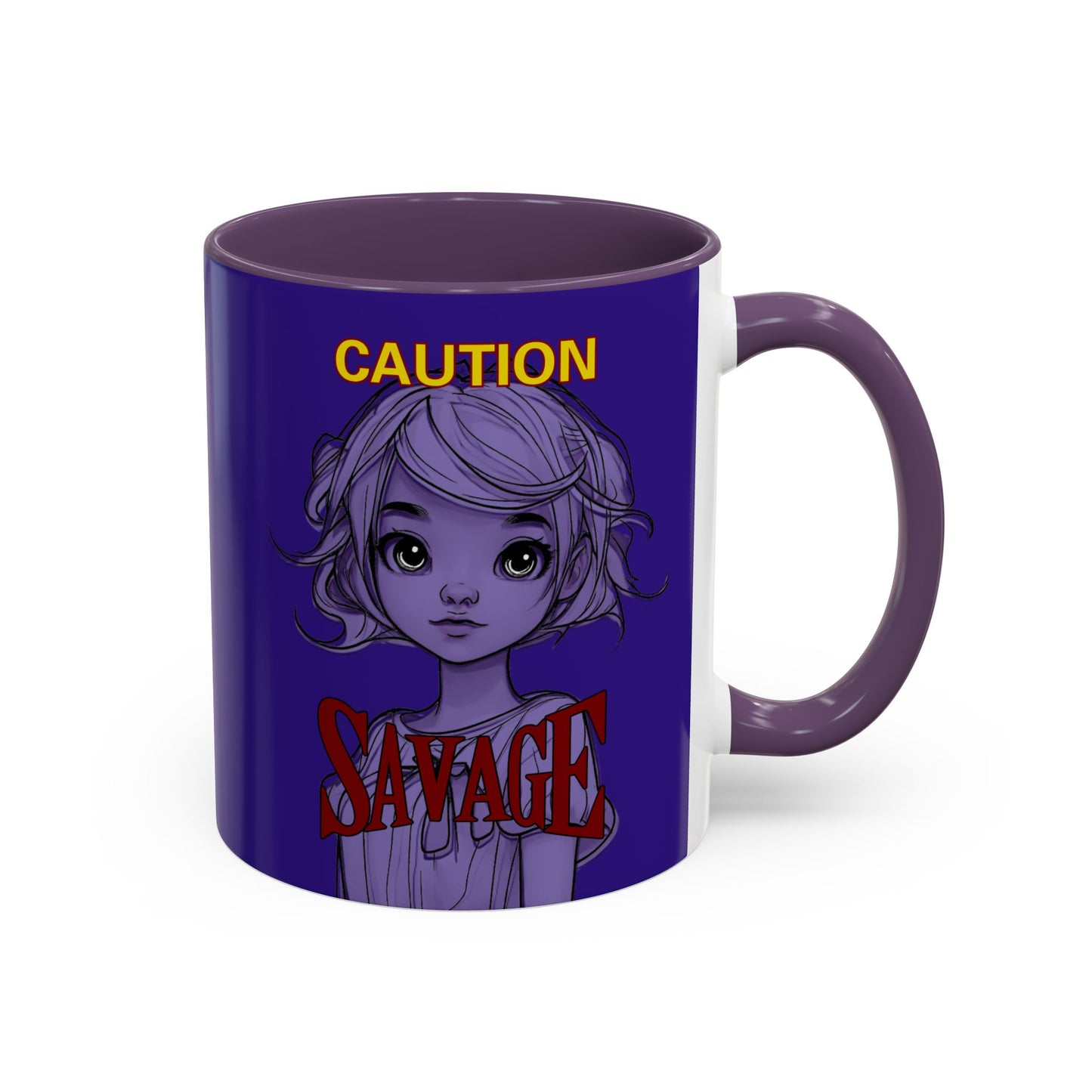 Caution, Savage Dark Purple Accent Mug by cypherpunkgear.com