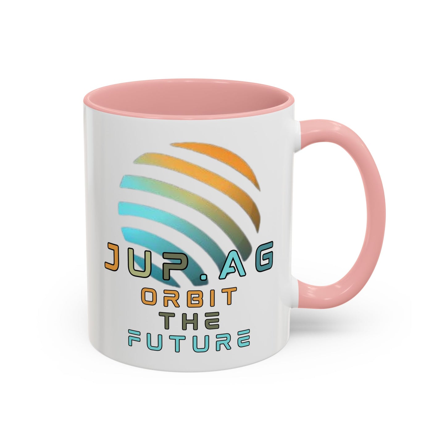 Jupiter (JUP) Orbit the Future White Accent Mug by cypherpunkgear.com