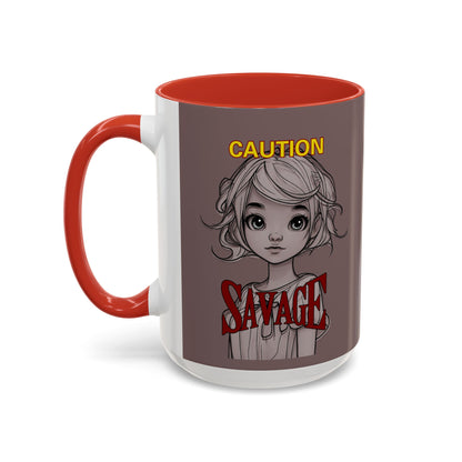 Caution, Savage Grey Accent Mug by cypherpunkgear.com