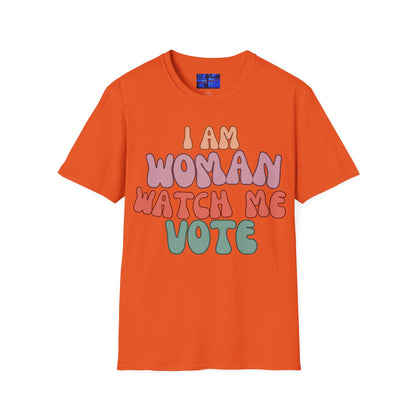 I Am Woman Watch Me Vote LTcolors Unisex T-Shirt by cypherpunkgear.com
