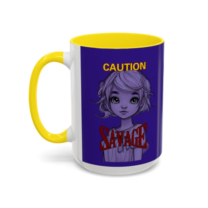 Caution, Savage Dark Purple Accent Mug by cypherpunkgear.com