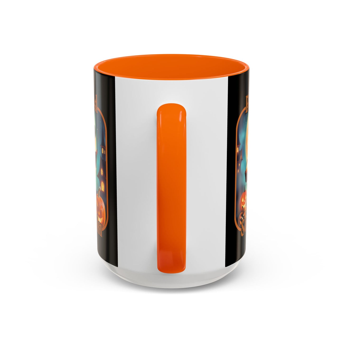 Blessed Samhain Little Witch Orange font Black Accent Mug by CreepyCrafts.boo