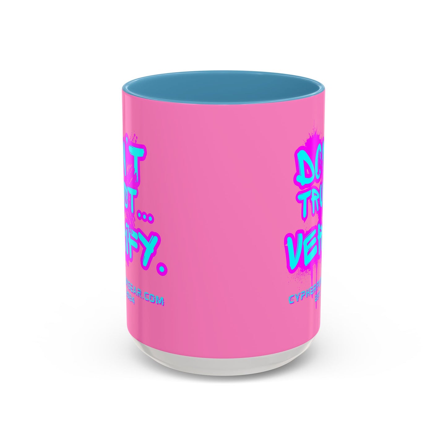 Don't Trust...Verify. Light Pink Accent Mug by cypherpunkgear.com