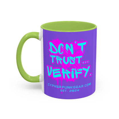 Don't Trust...Verify. Light Purple Accent Mug by cypherpunkgear.com