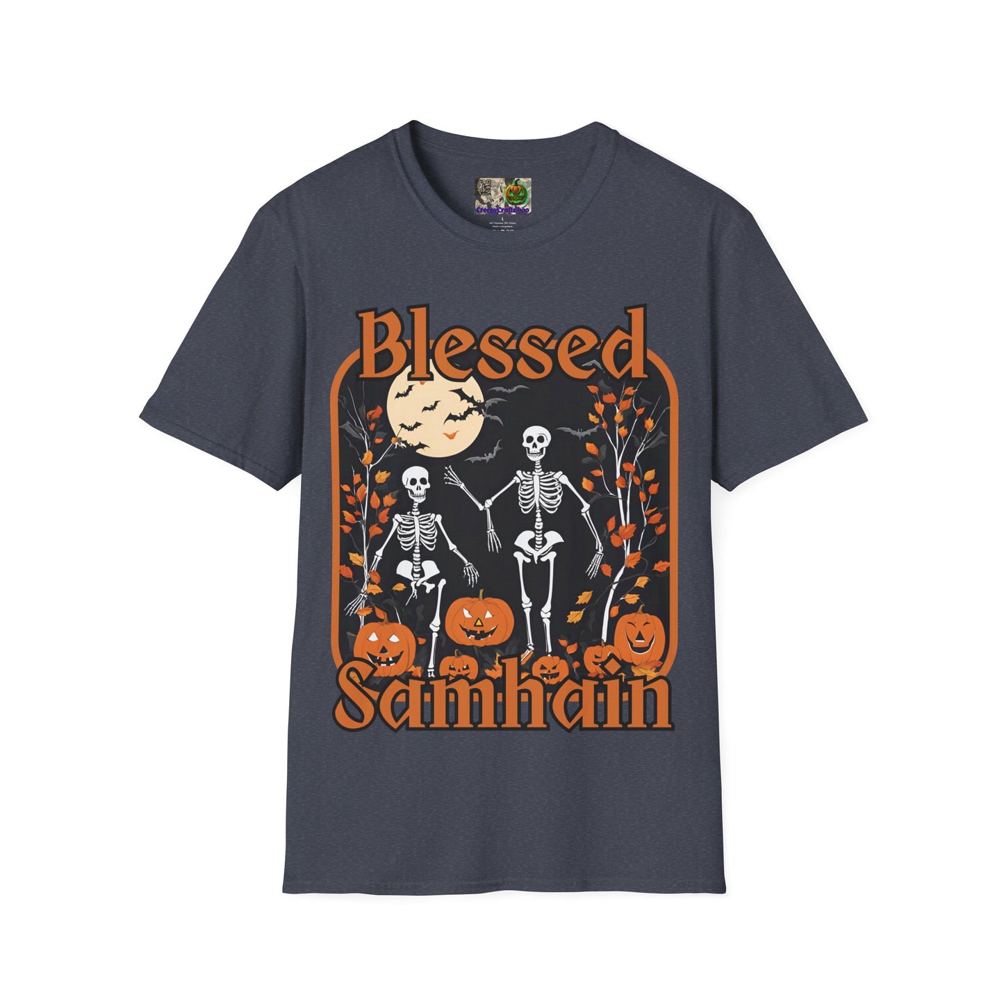 Spooktacular Skeletons of Samhain Dark colors Unisex T-Shirt by CreepyCrafts.boo