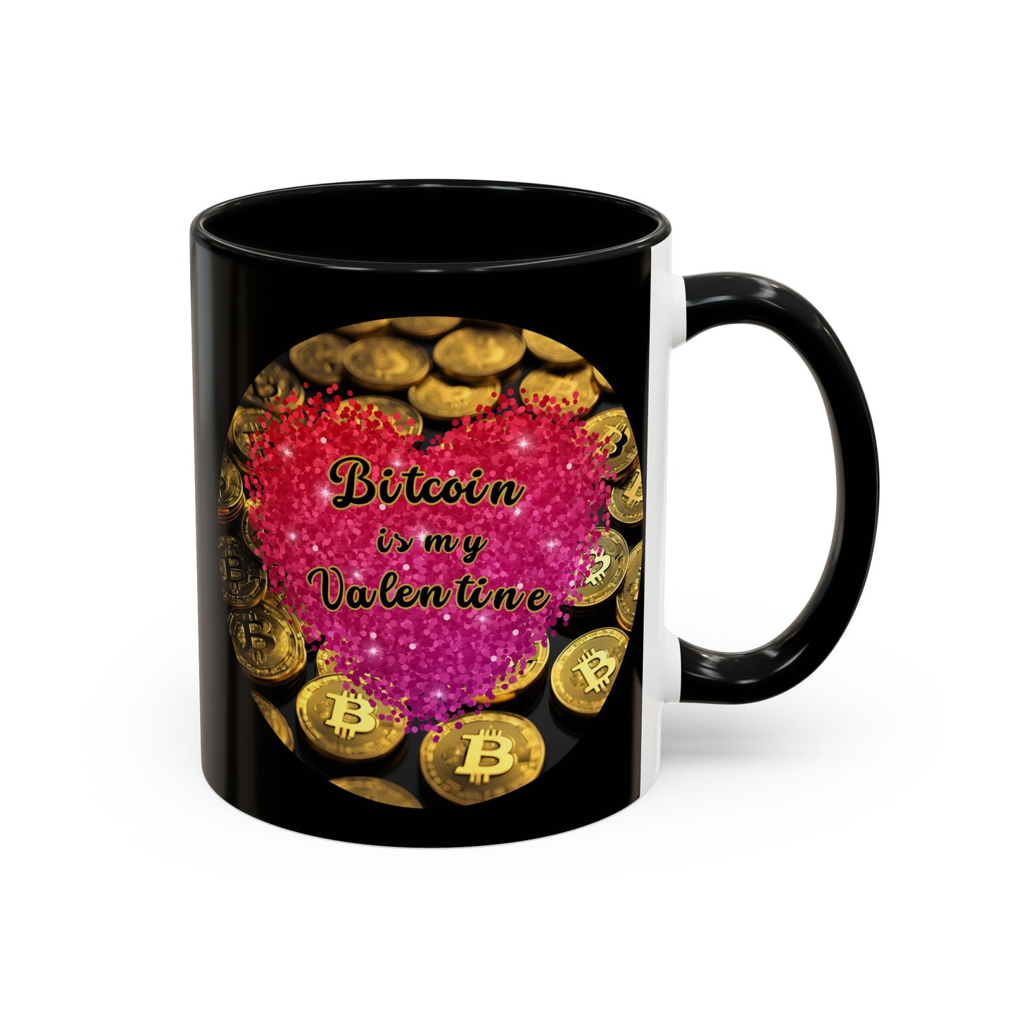 Bitcoin is My Valentine Black Accent Mug by cypherpunkgear.com