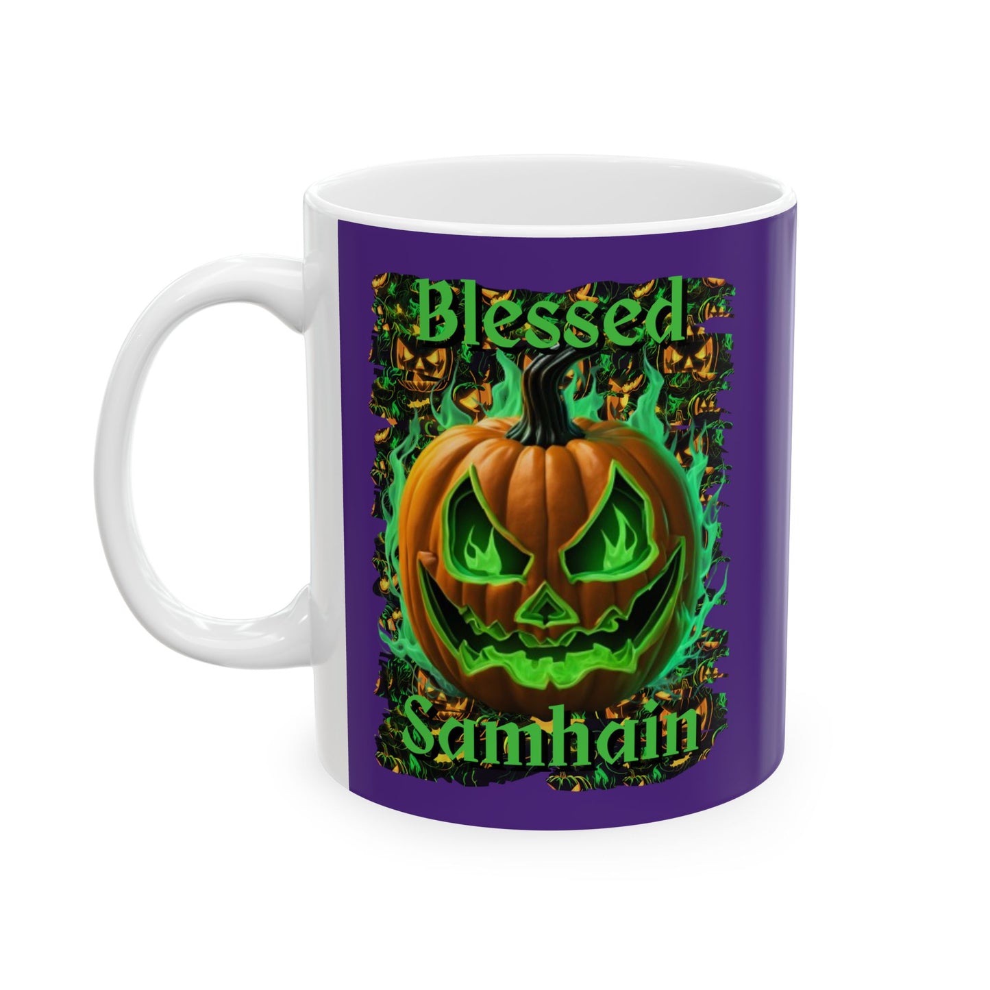 Blessed Samhain Green Jack Purple Mug by cypherpunkgear