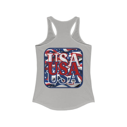 2-sided RED White and Blue USA Patriot Women's Racerback Tank Top by cypherpunkgear