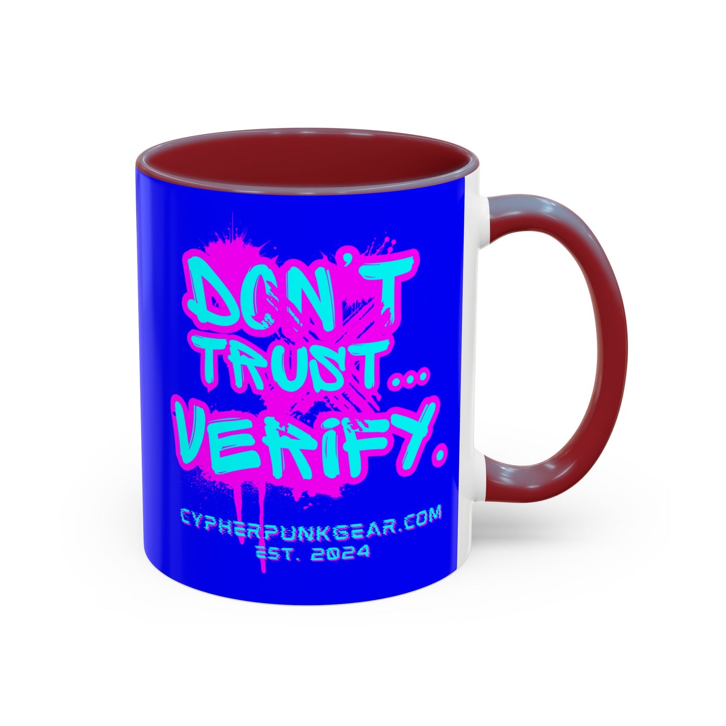 Don't Trust...Verify. Dark Blue Accent Mug by cypherpunkgear.com