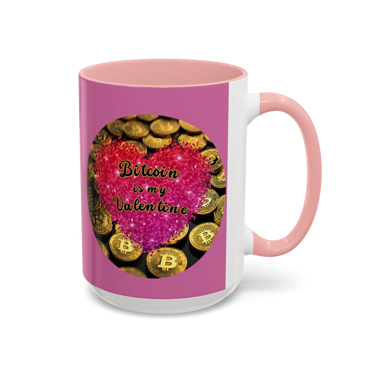 Bitcoin is My Valentine Pink Accent Mug by cypherpunkgear.com