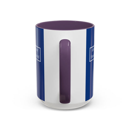 don't assume your freedoms are assured, White font, Dark Blue Accent Mug by cypherpunkgear.com