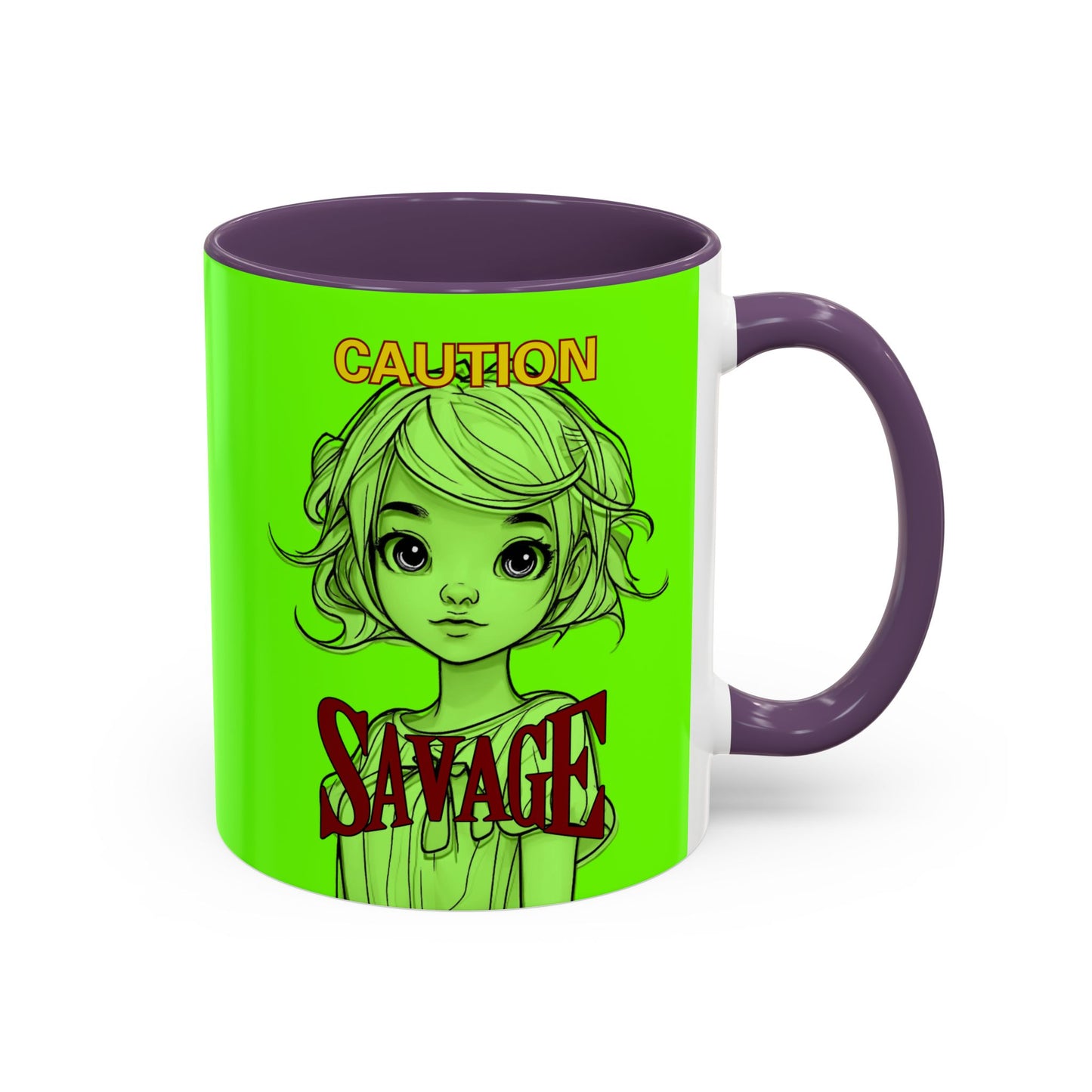 Caution, Savage Light Green Accent Mug by cypherpunkgear.com