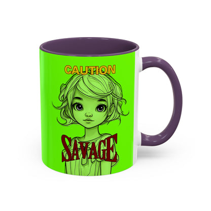 Caution, Savage Light Green Accent Mug by cypherpunkgear.com