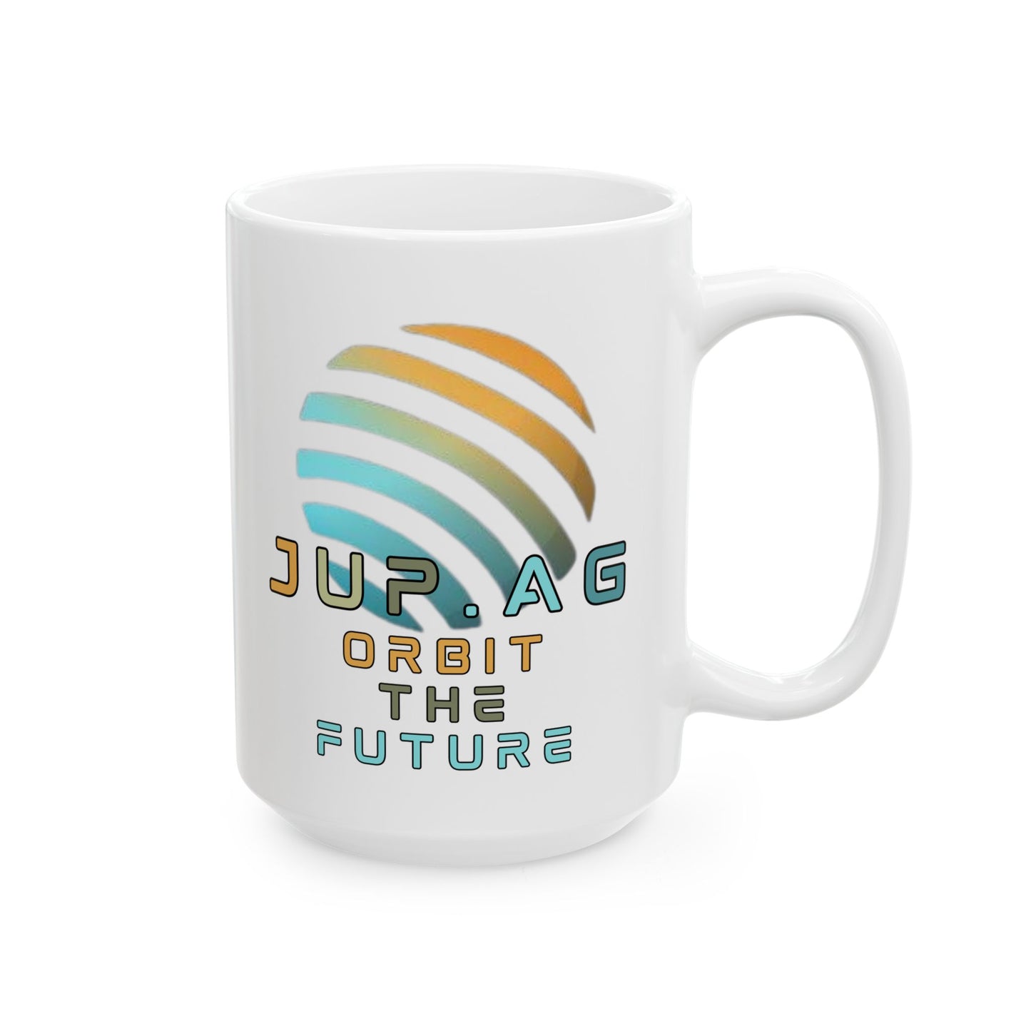 Jupiter (JUP) Orbit the Future White Mug by cypherpunkgear.com