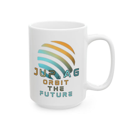 Jupiter (JUP) Orbit the Future White Mug by cypherpunkgear.com