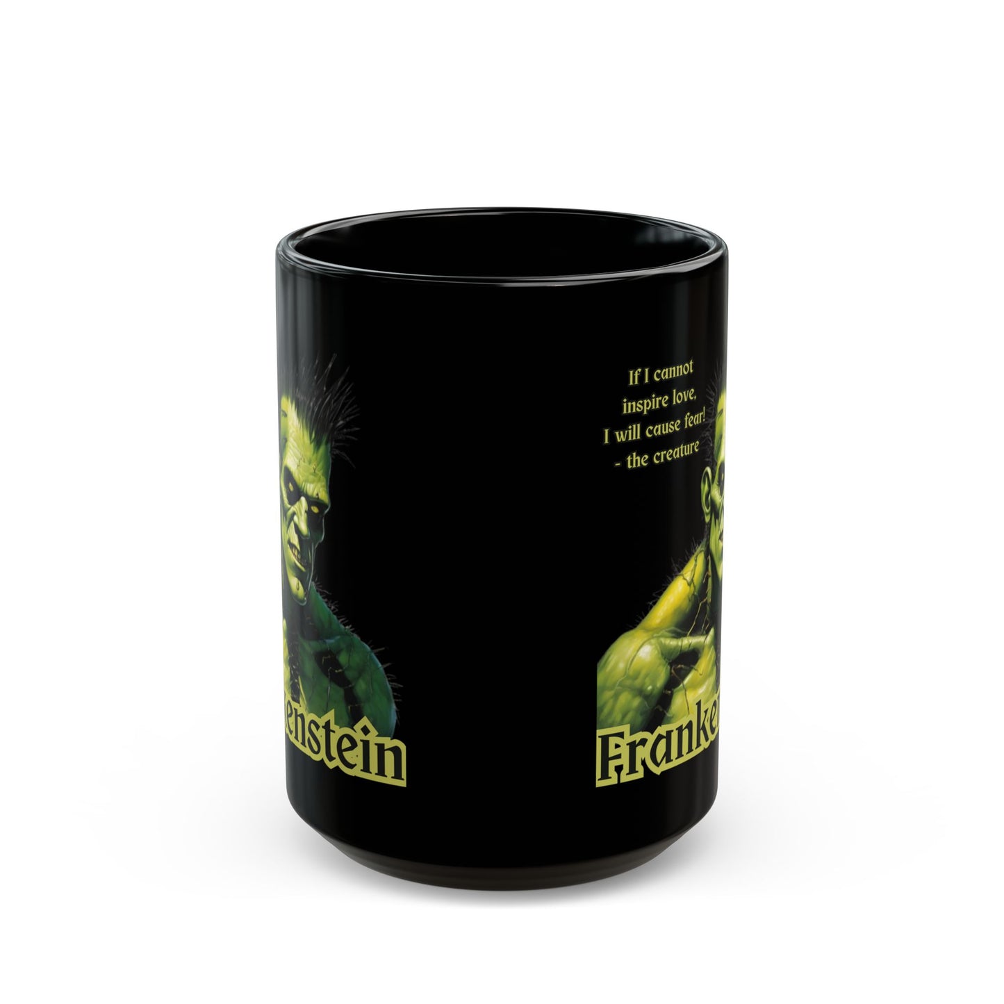 Frankenstein's Creature Black Mug by CreepyCrafts.boo