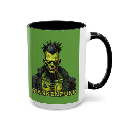 Frankenpunk Green Accent Mug by CreepyCrafts.boo