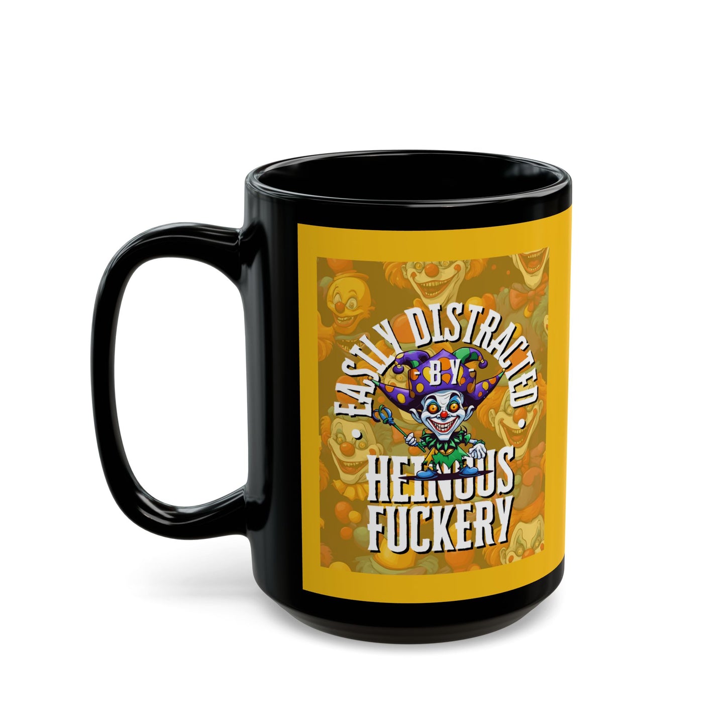 Easily Distracted by Heinous Fuckery Little Jincs Yellow Mug by cypherpunkgear.com