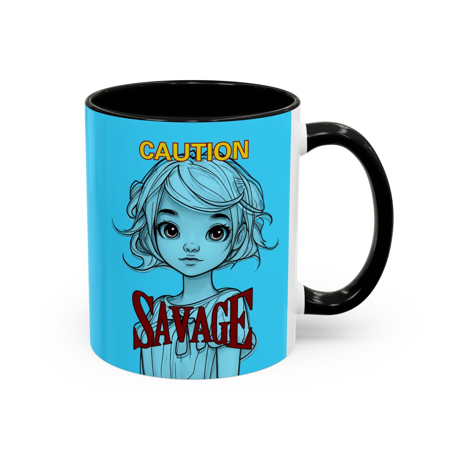 Caution, Savage Light Blue Accent Mug by cypherpunkgear.com