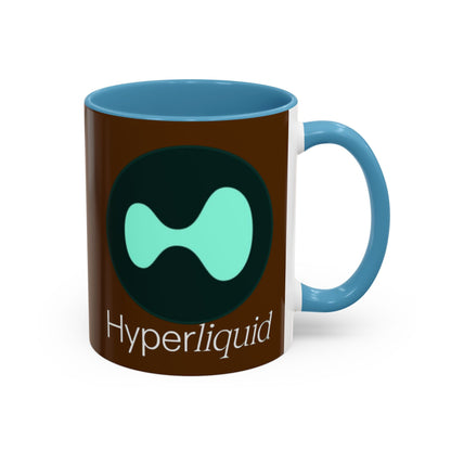 Hyperliquid White font Brown Accent Mug by cypherpunkgear.com