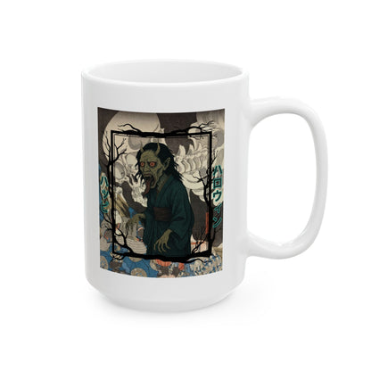 Yōkai Happy Halloween White Mug by CreepyCrafts.boo