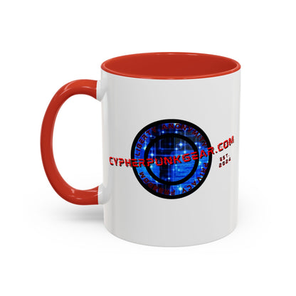 2-sided, cypherpunkgear.com Logo & Cityscape Accent Mug by cypherpunkgear.com