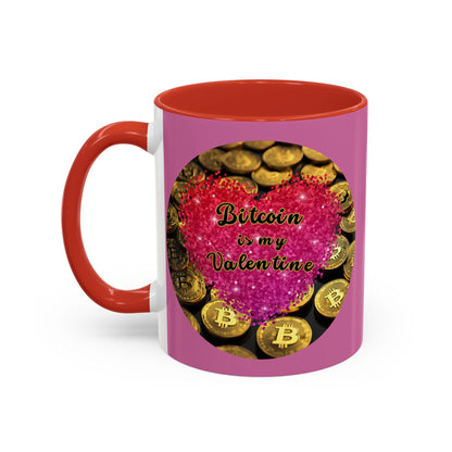 Bitcoin is My Valentine Pink Accent Mug by cypherpunkgear.com