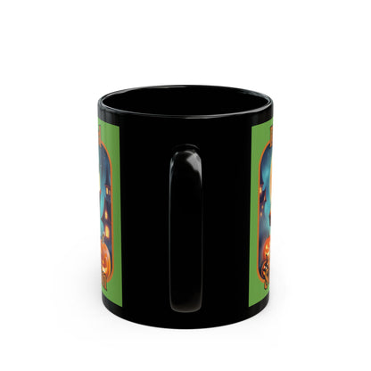 Blessed Samhain Little Witch Orange font Green Mug by CreepyCrafts.boo