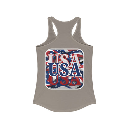 2-sided Red White and BLUE USA Patriot Women's Racerback Tank Top by cypherpunkgear