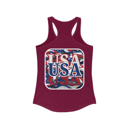 2-sided Red White and BLUE USA Patriot Women's Racerback Tank Top by cypherpunkgear