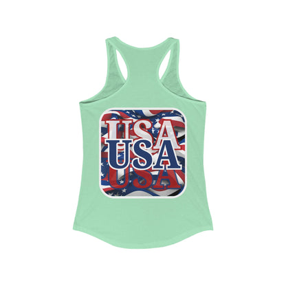 2-sided Red White and BLUE USA Patriot Women's Racerback Tank Top by cypherpunkgear