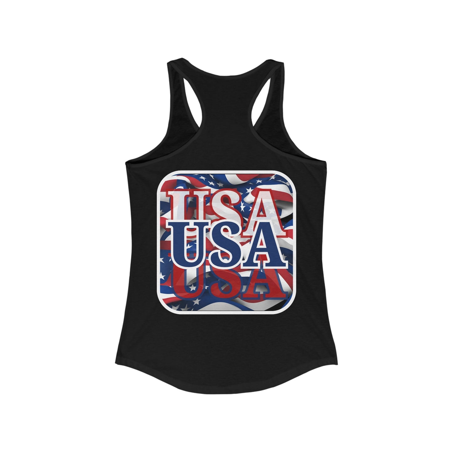 2-sided Red White and BLUE USA Patriot Women's Racerback Tank Top by cypherpunkgear