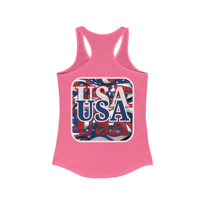 2-sided Red White and BLUE USA Patriot Women's Racerback Tank Top by cypherpunkgear