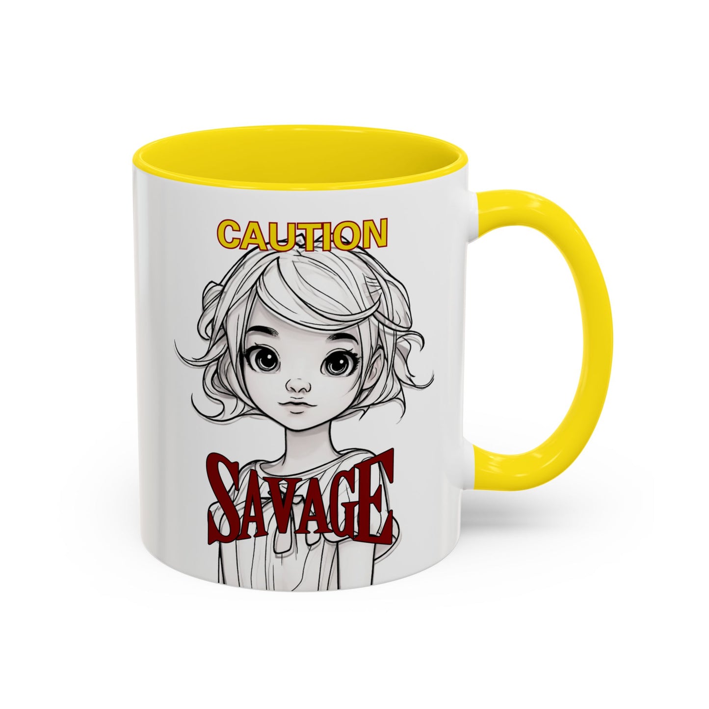 Caution, Savage White Accent Mug by cypherpunkgear.com