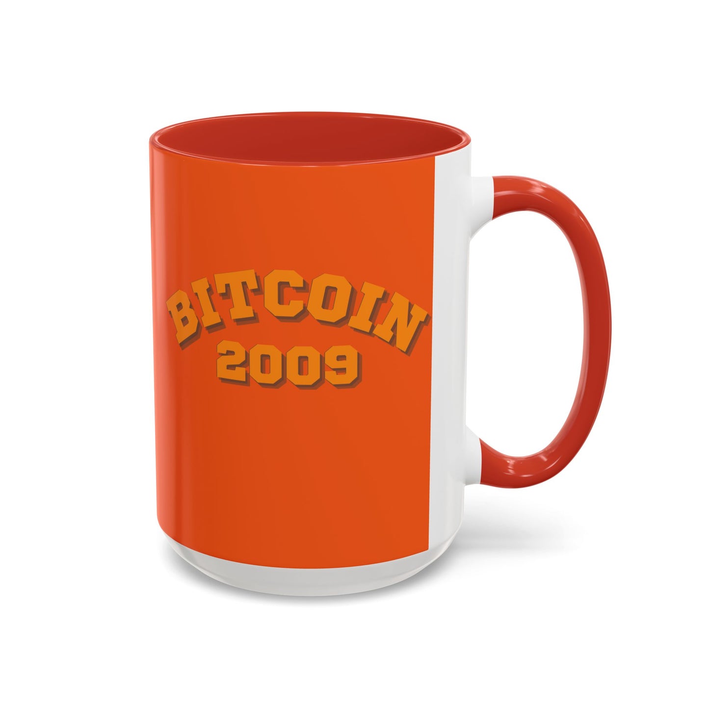 Bitcoin 2009 Orange Accent Mug by cypherpunkgear.com