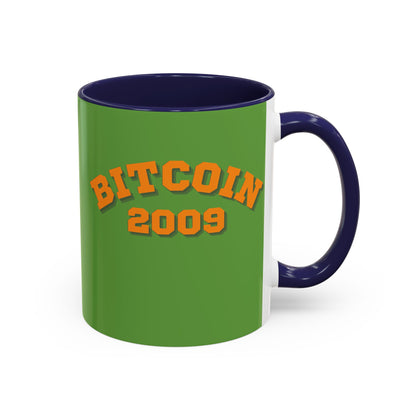 Bitcoin 2009 Green Accent Mug by cypherpunkgear.com