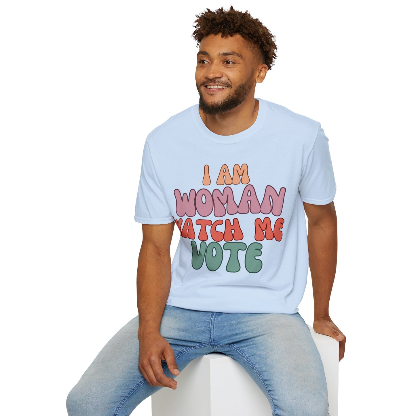 I Am Woman Watch Me Vote LTcolors Unisex T-Shirt by cypherpunkgear