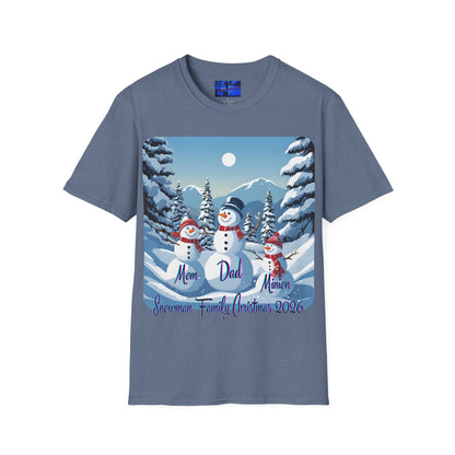 Snowman Family of 3 Dark colors Unisex T-Shirt by cypherpunkgear.com