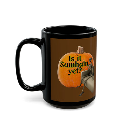 Is It Samhain Yet? Skeleton's Giant Pumpkin Brown Mug by CreepyCrafts.boo